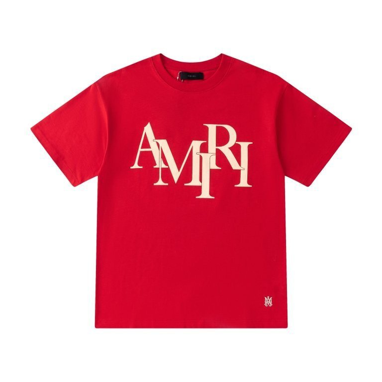 Amiri Velvet Foam Letter Graphic Crew Neck Short Sleeve T Shirt