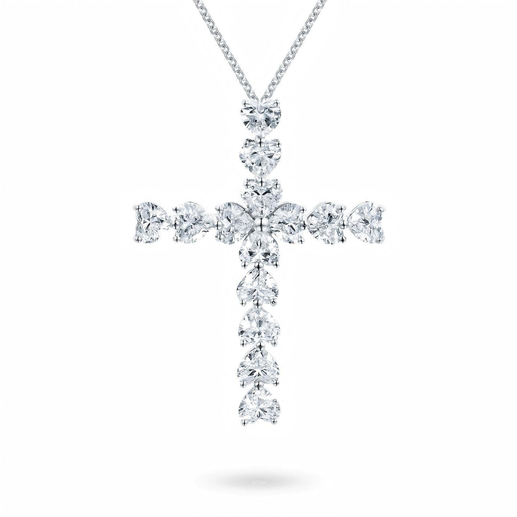 Harry Winston Style Snowflake Cross Cubic Zirconia Necklace