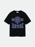 Rhude Varsity Laurel Crest Badge Oversized T‑Shirt Black