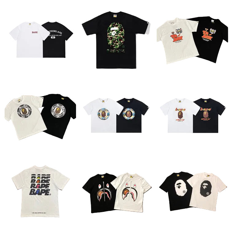 BAPE Classic Camo Ape Head Letter Print Loose Unisex Casual T-Shirt