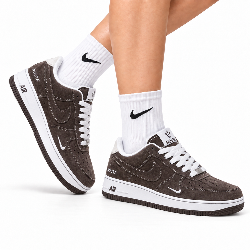 Nike Air Force 1 Low Brown White Unisex Sneakers Style 07