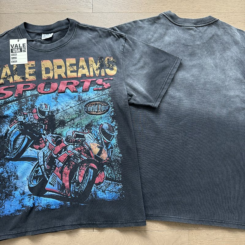 VALE USA Motorcycle Graphic Washed T-Shirt