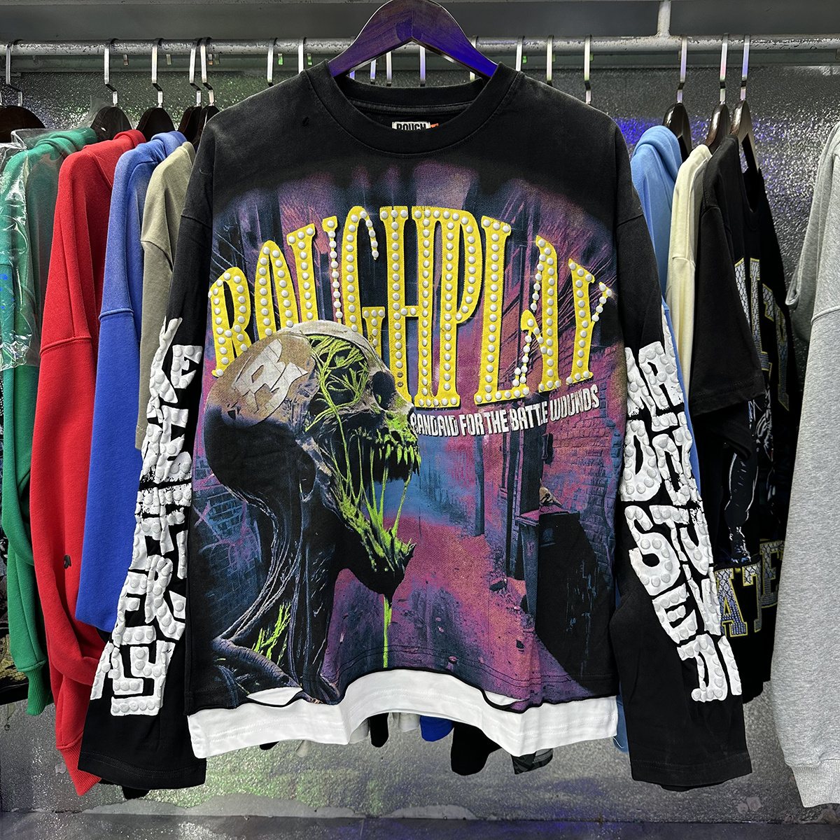 Rough Play Slime Skull Graphic Long-Sleeve T-Shirt
