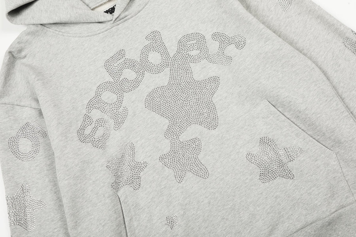 Sp5der Rhinestone Star Hoodie & Sweatpants Matching Set