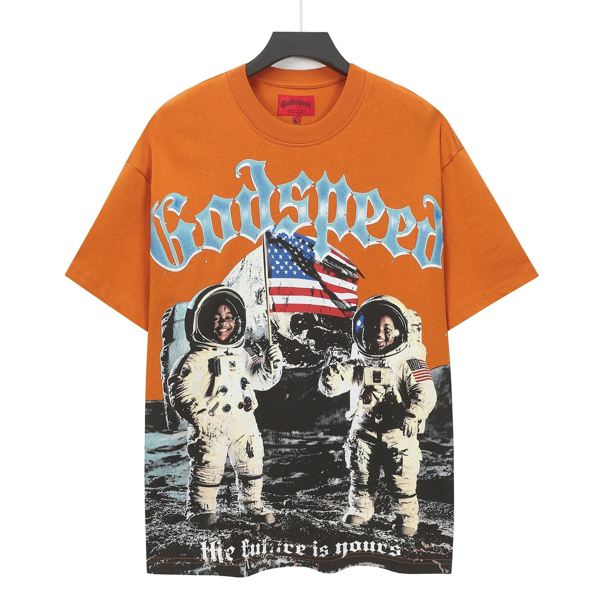 Godspeed Astronaut Flag Graphic T-Shirt - Orange