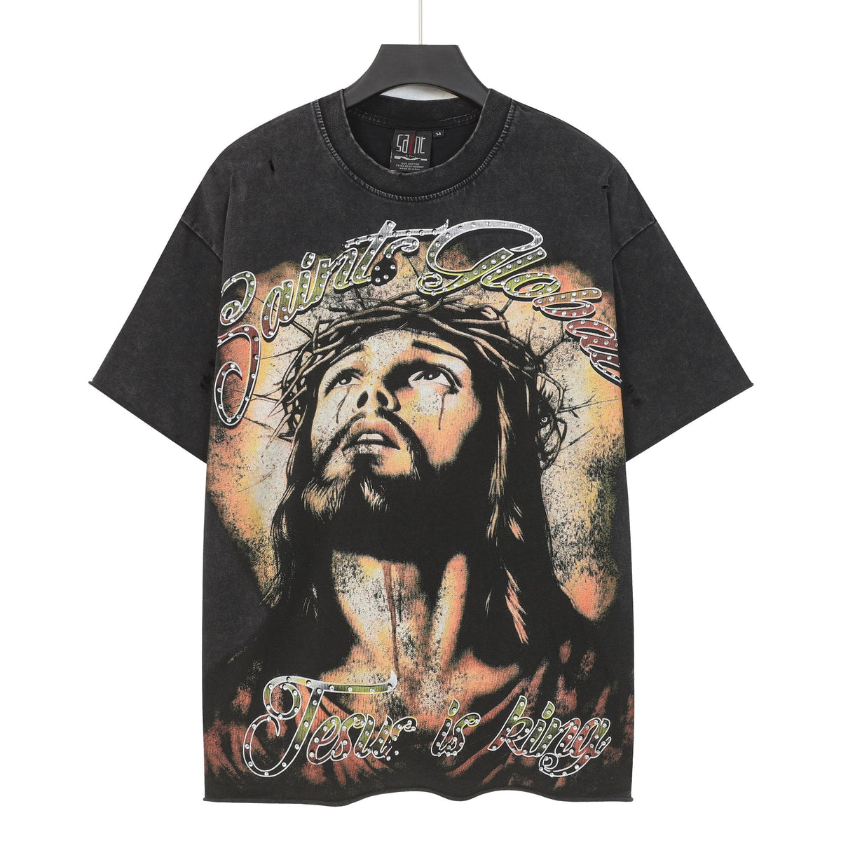 SAINT Jesus Graphic Washed Black T-Shirt