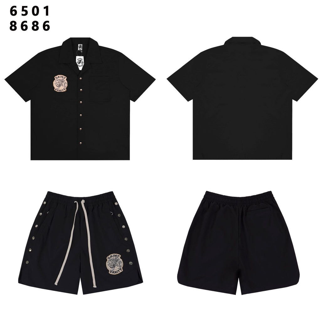 SAINT Vanity Patch Short-Sleeve Shirt & Snap-Side Shorts Set