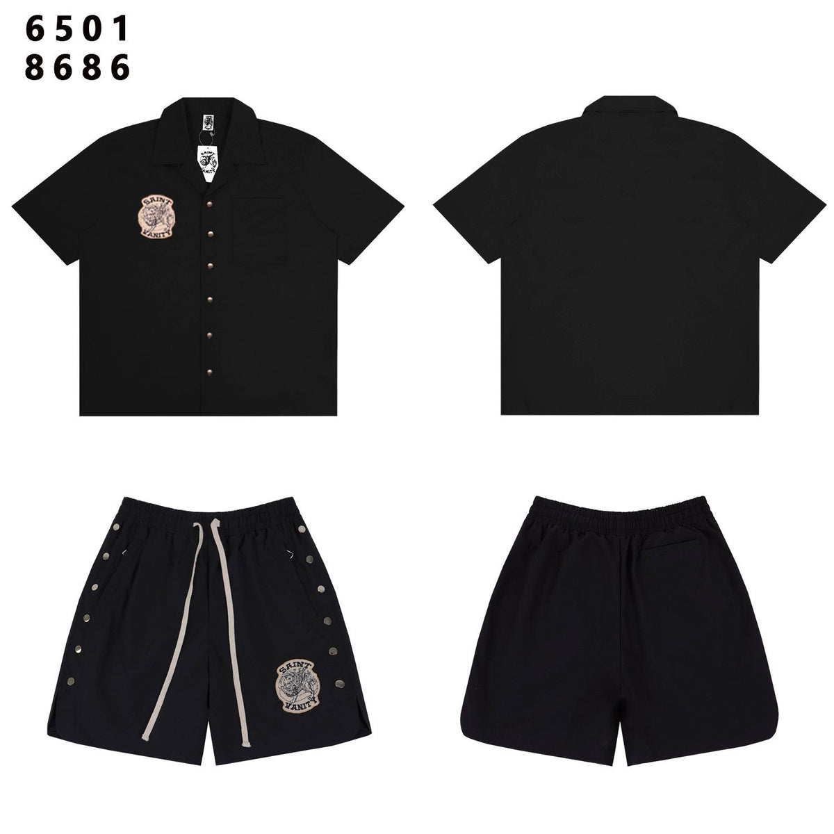 SAINT Vanity Patch Short-Sleeve Shirt & Snap-Side Shorts Set