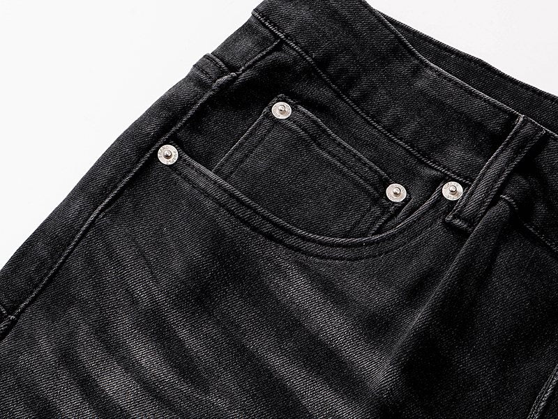 Purple Brand Black Paint-Splatter Distressed Flared Jeans