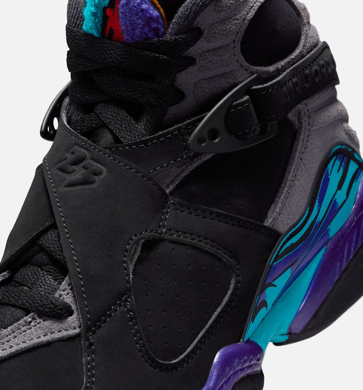 Air Jordan 8 Retro Aqua Grade School Lifestyle Shoes - Black/Multi-Color/Bright Concord