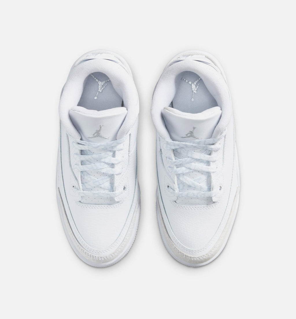 Air Jordan 3 Retro White Metallic Silver Preschool Lifestyle Shoes - White/Metallic Silver