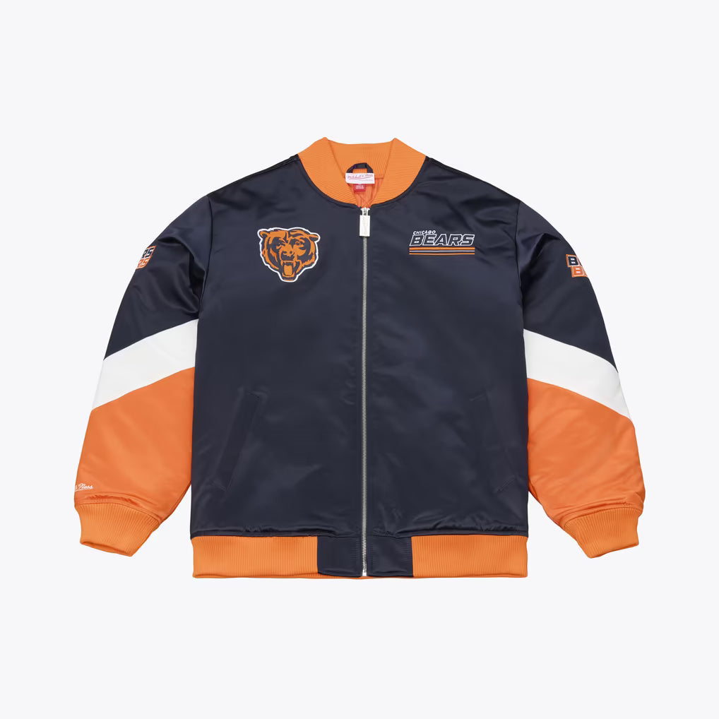 M&N NFL Chicago Bears Triple Check Heavyweight Satin Jacket