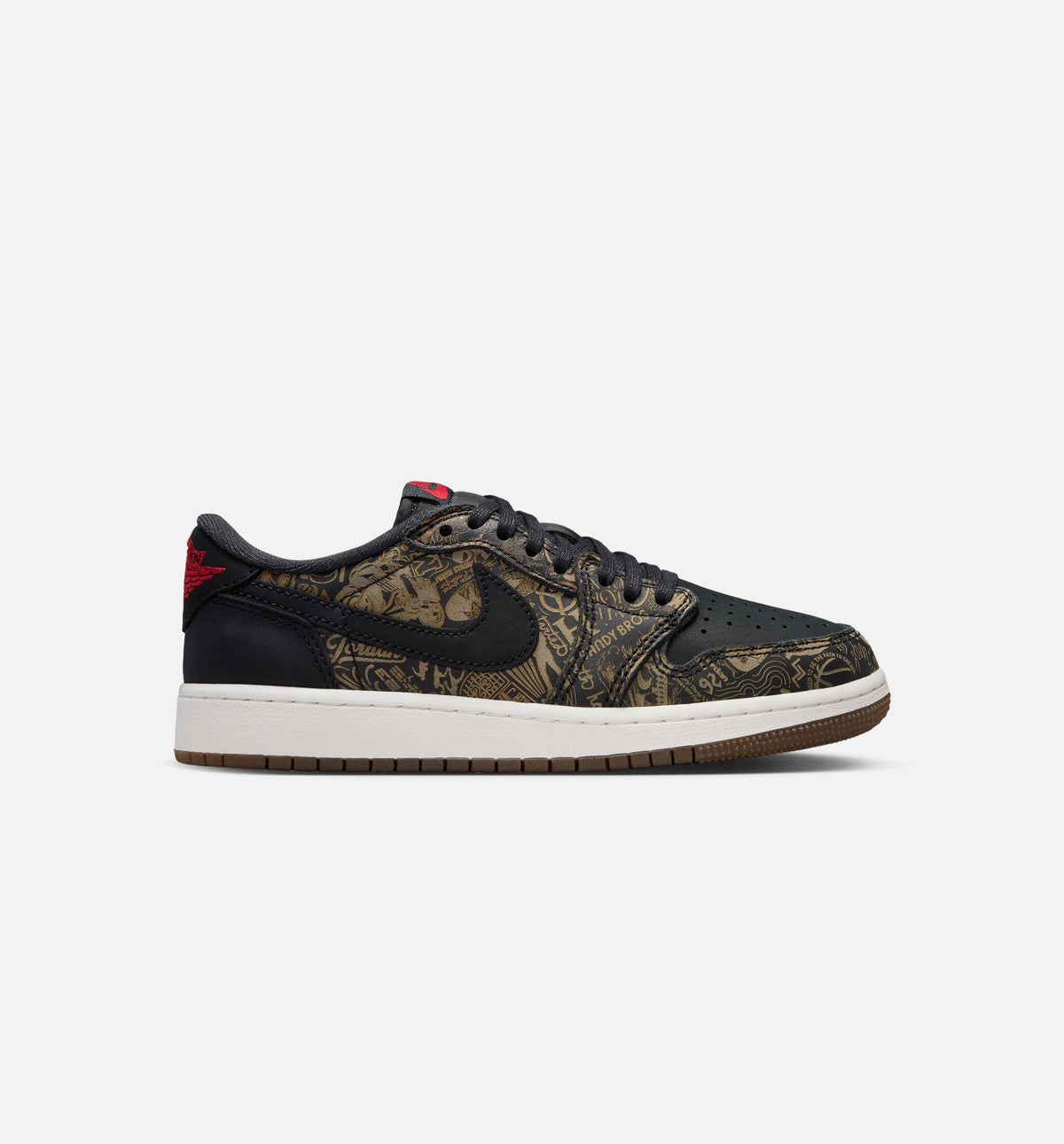 Air Jordan 1 Retro Low OG Laser Black And Varsity Red Big Kids' Sneakers - Black / Red / White