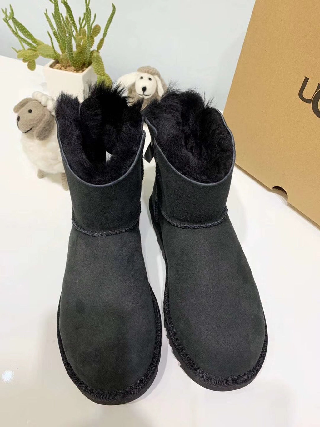 Black Bow Glitter Detail Winter Boots — New Arrival | In Stock