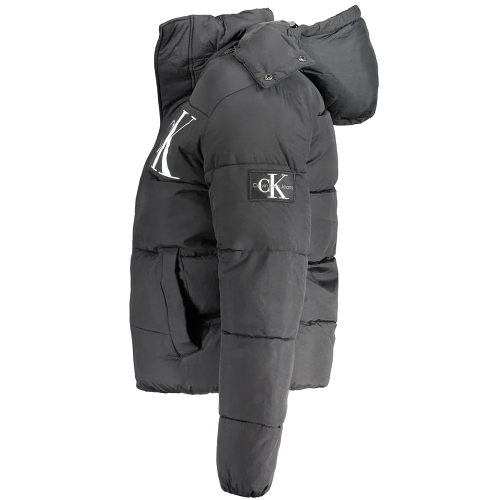 Calvin Klein Recycled Nylon Logo Puffer Jacket — Black