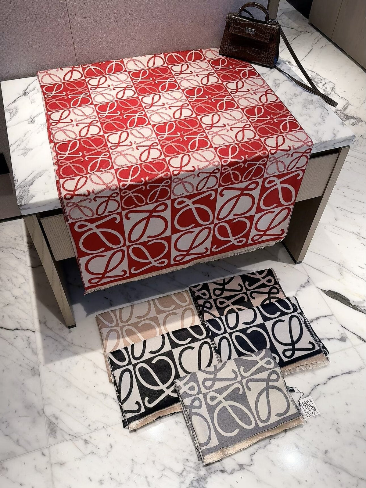 Loewe Style Anagram Pattern Scarf