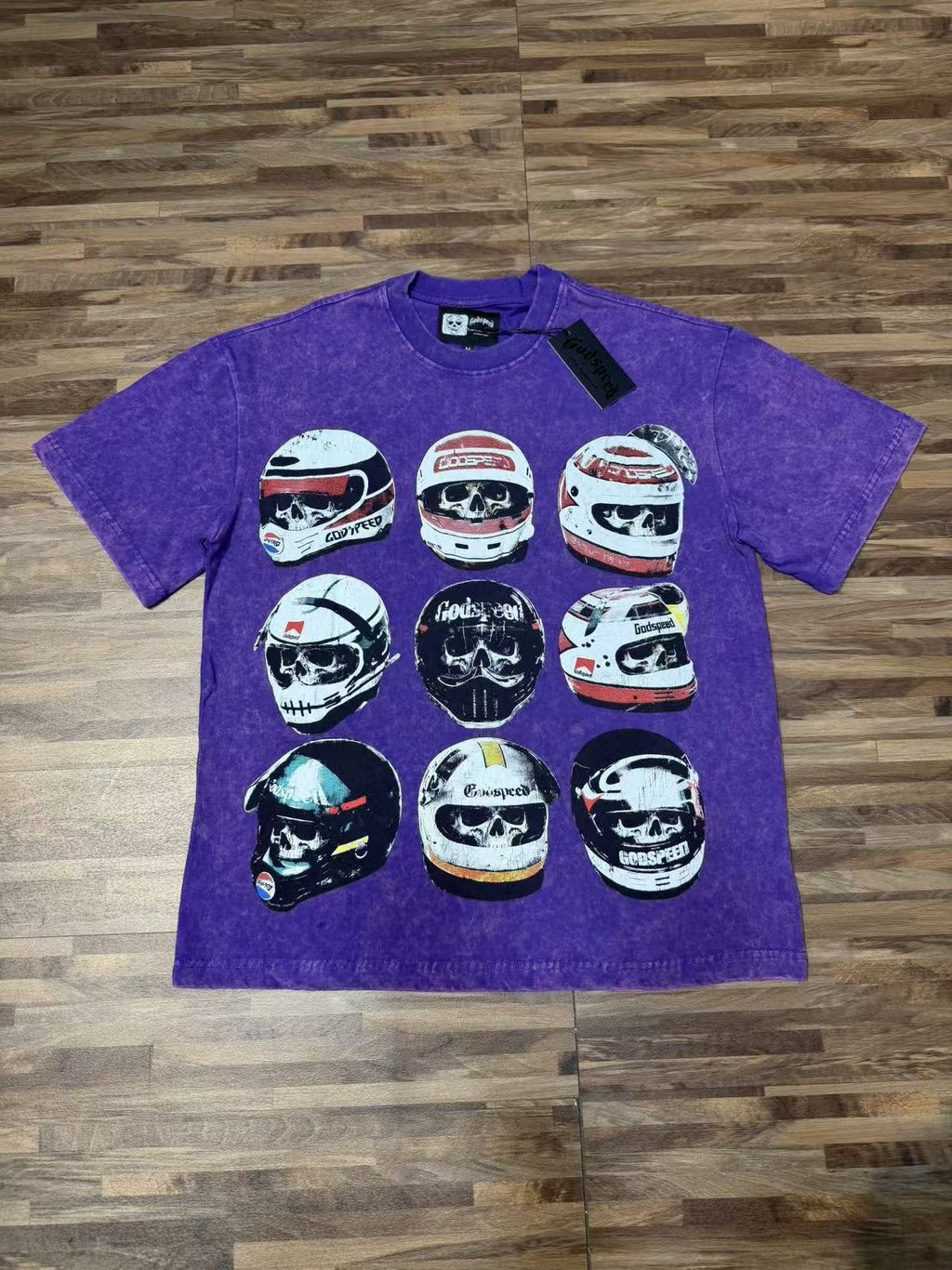 Godspeed Out of Many One Racing Helmet Graphic T-Shirt
