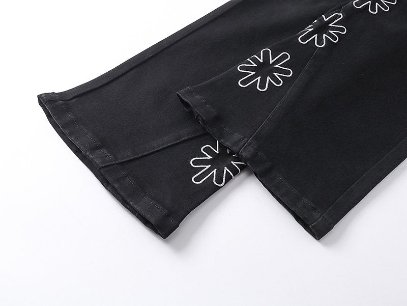 LOSTSHDWS Floral Embroidered Flared Jeans