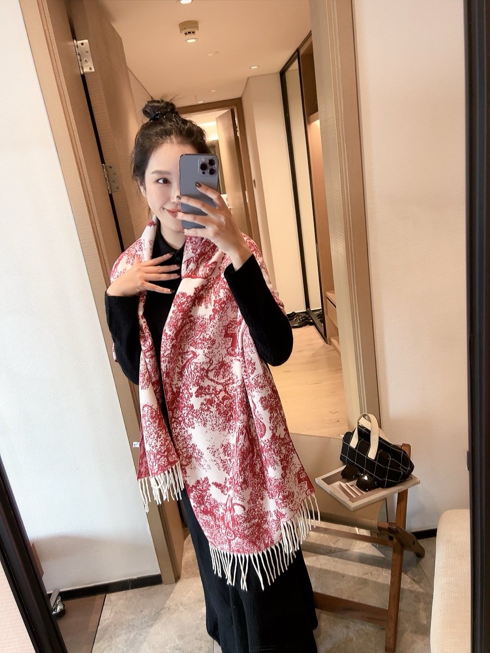 Dior Animal Print Fringed Scarf
