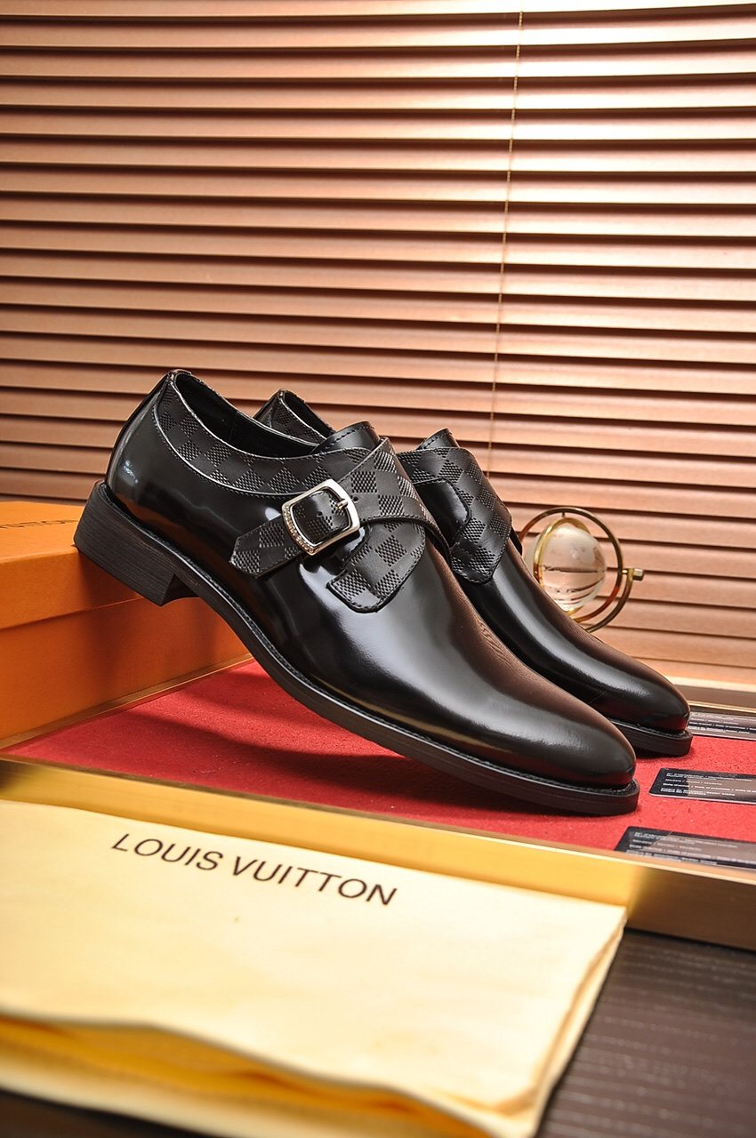 Louis Vuitton Black Buckle Strap Dress Shoes