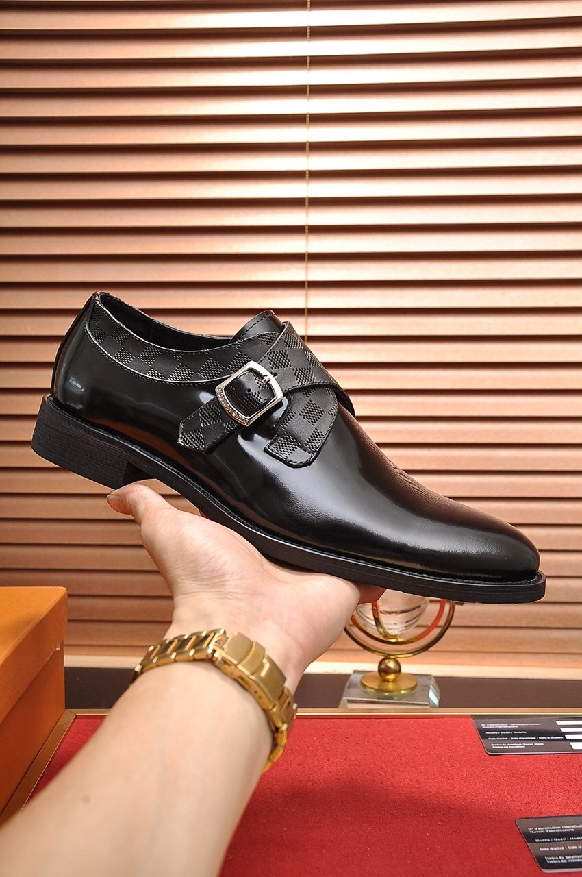 Louis Vuitton Black Buckle Strap Dress Shoes