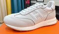 Hermès White and Light Gray Low-Top Sneakers