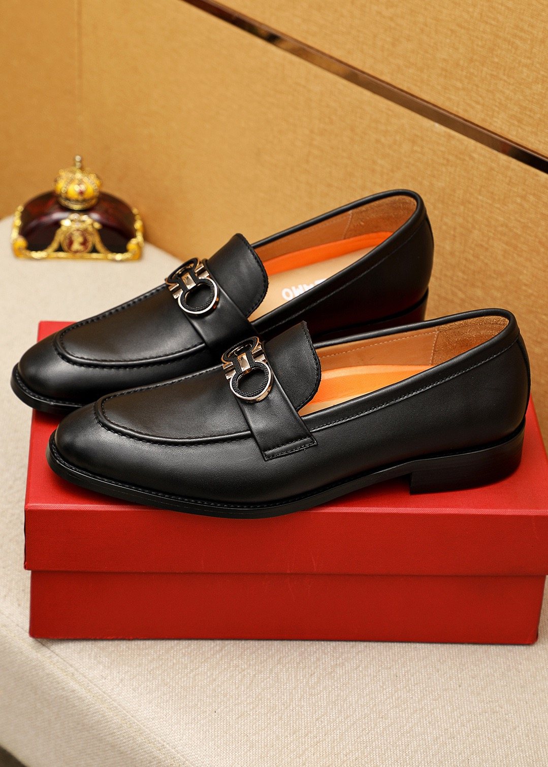 Ferragamo Black Buckle Loafers - Slip-On Construction