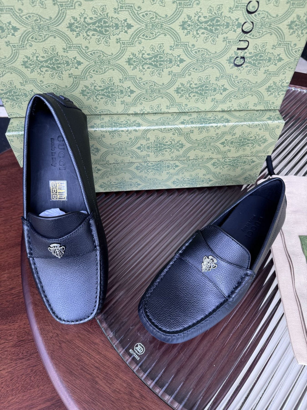 Gucci Black Bee Driving Loafers