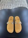 Burberry Men's Camel Check Strap Slide Sandals