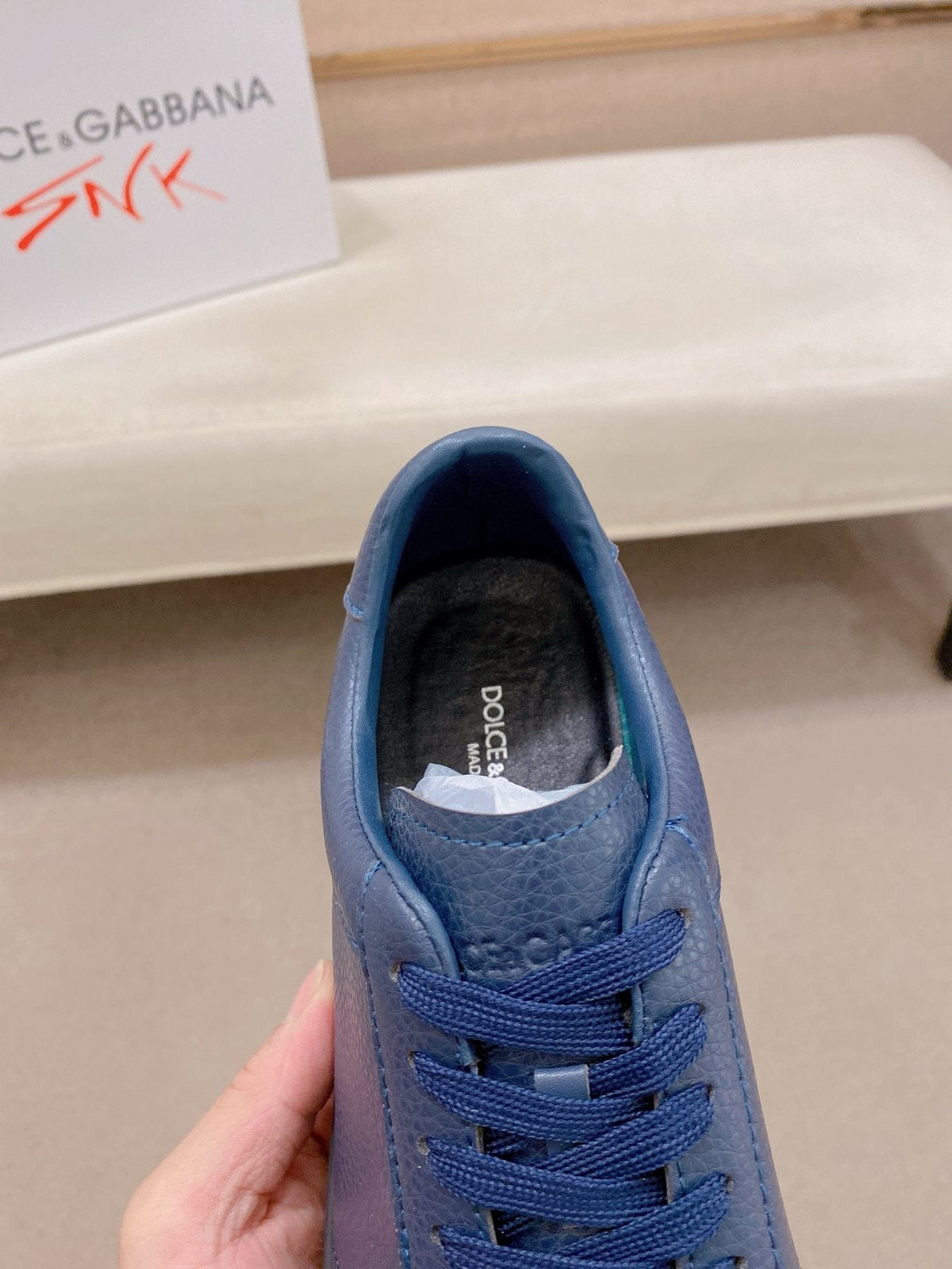 Dolce & Gabbana Navy Blue Low-Top Sneakers