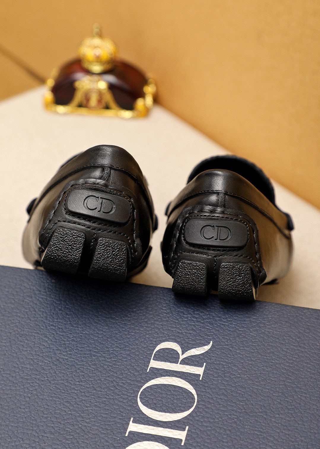 Dior Black Embossed Buckle Loafers