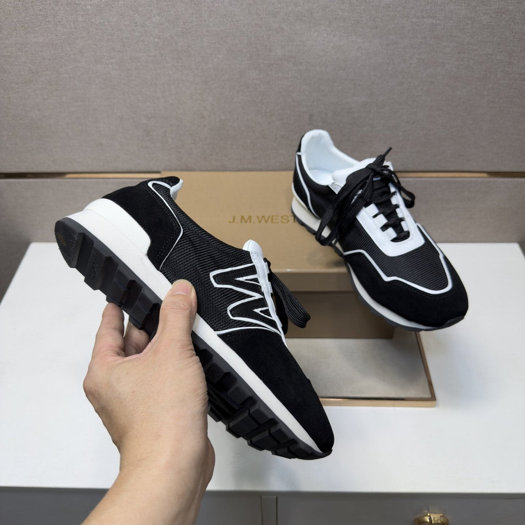 J.M. Weston Men's Black and White Panel Sneakers