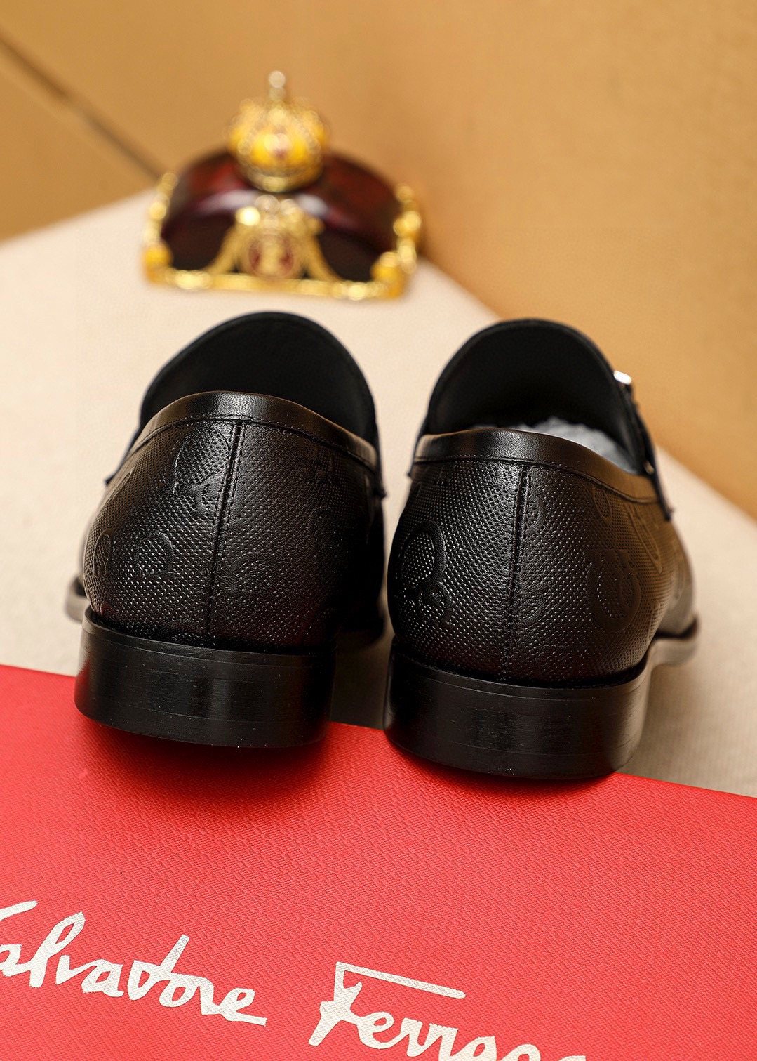 Ferragamo Black Silver-Buckle Loafers