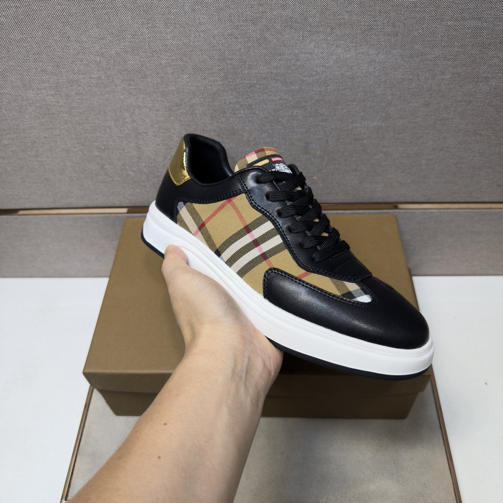 Burberry Plaid-Panel Low-Top Sneakers