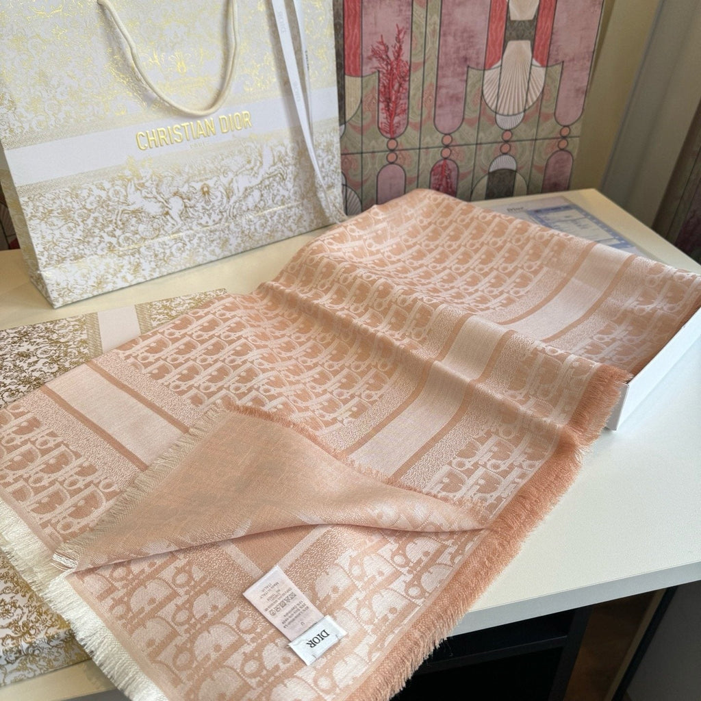 Dior Fringed Monogram Square Scarf