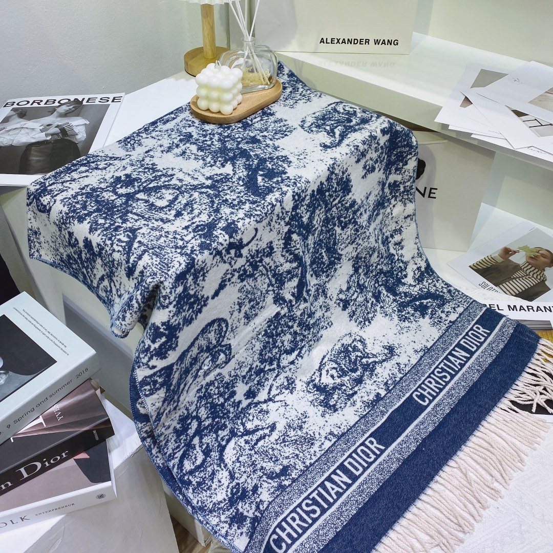 Dior Toile Print Fringed Scarf