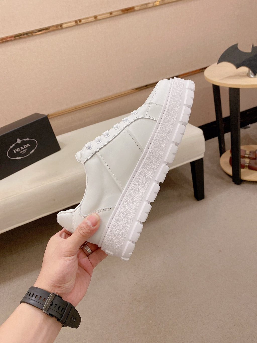 Prada Triangle Plaque Low-Top Sneakers - Lugged Sole