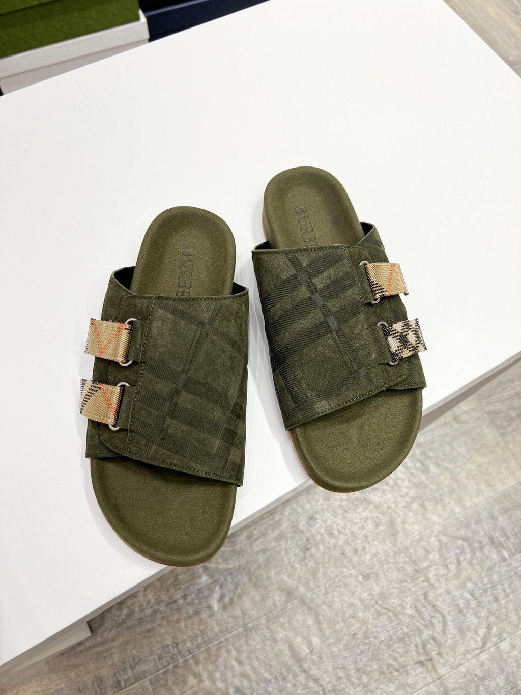 Burberry Men's Check Buckle Slide Sandals