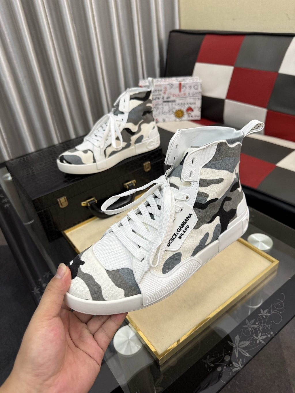 Dolce & Gabbana Paneled High-Top Sneakers