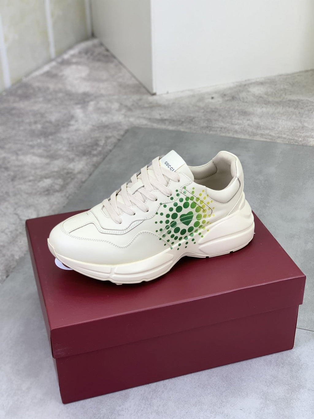 Gucci Cream and Green Chunky Sneakers