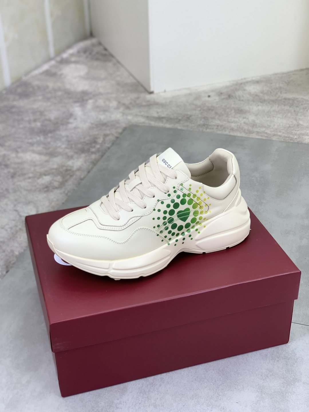 Gucci Cream and Green Chunky Sneakers