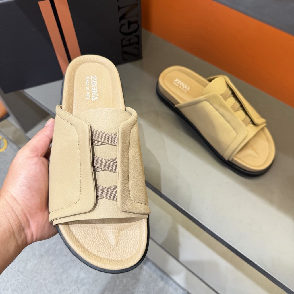 Zegna Men's Textured Strap Slide Sandals