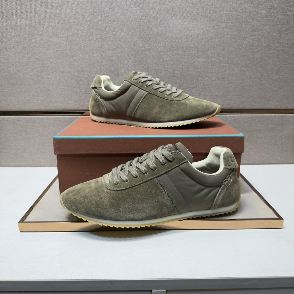 Low-Top Lace-Up Sneakers - Leather Lining
