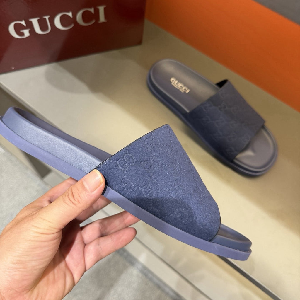 Gucci Men's Embossed Strap Slide Sandals