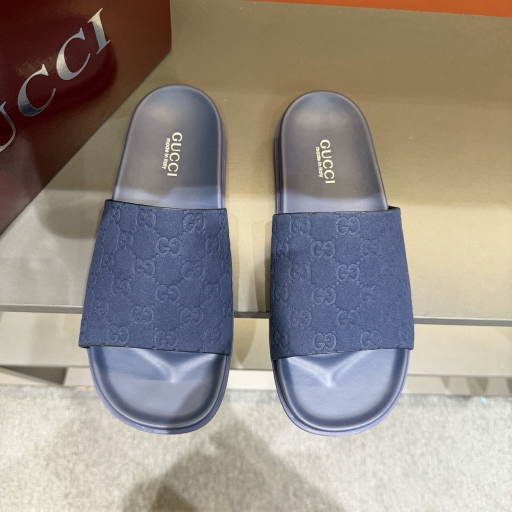 Gucci Men's Embossed Strap Slide Sandals