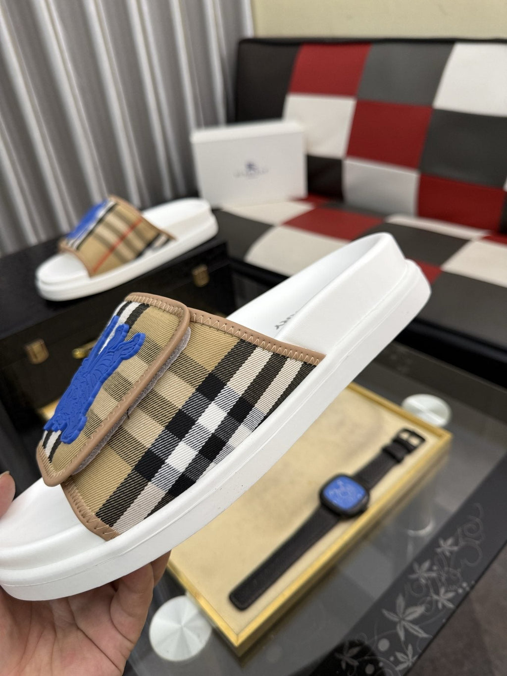 Burberry Check Slide Sandals