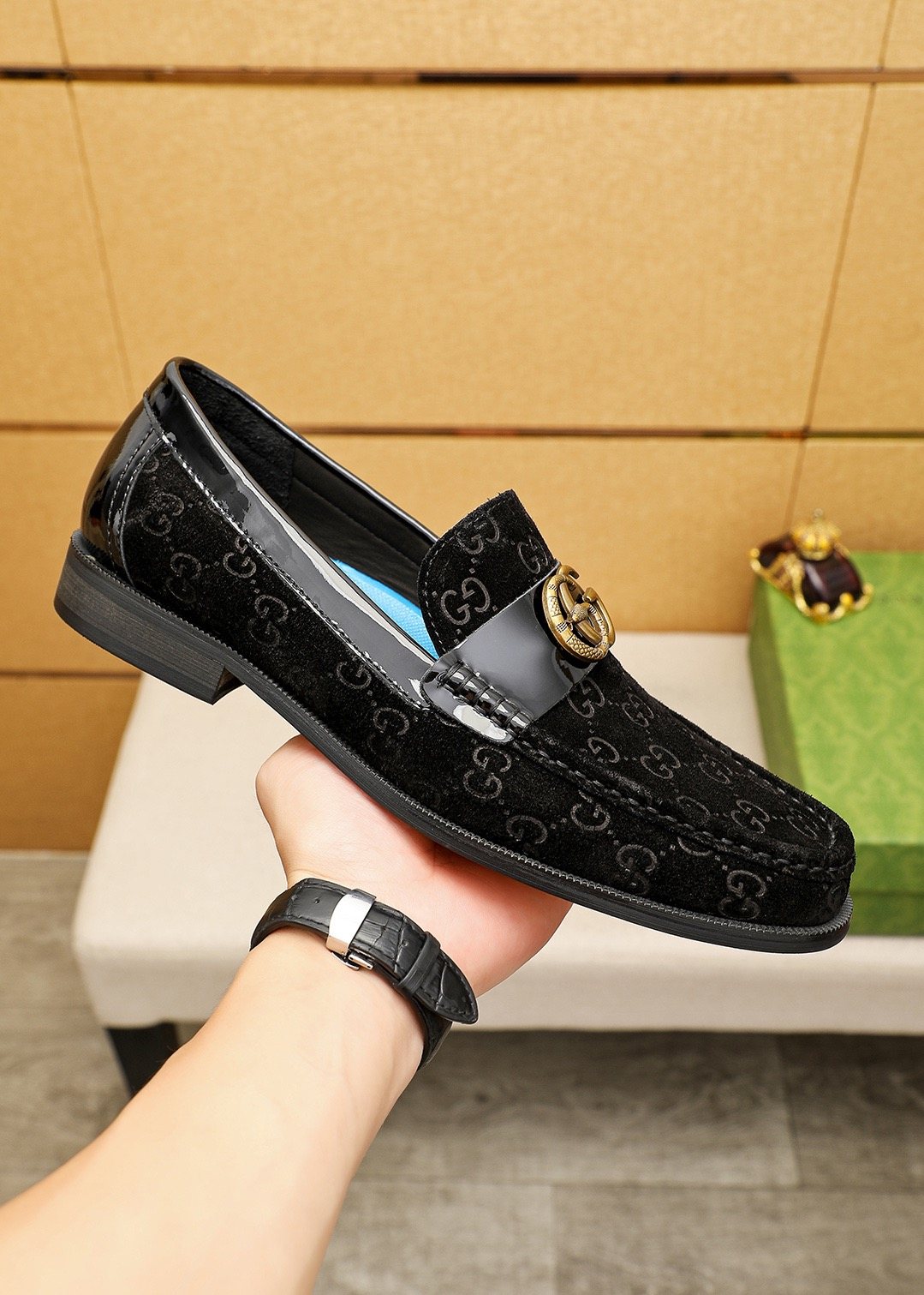 Gucci Patterned Hardware Loafers