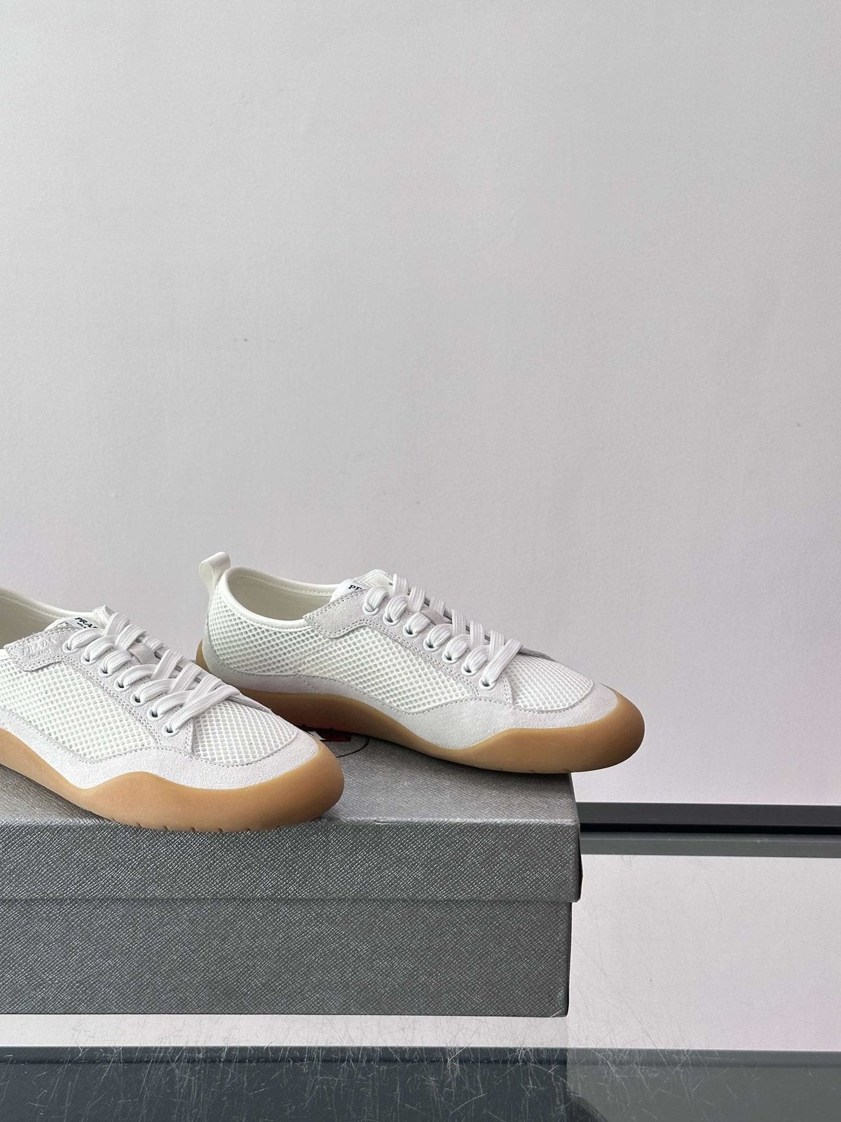 Prada Men's Low-Top Perforated Sneakers