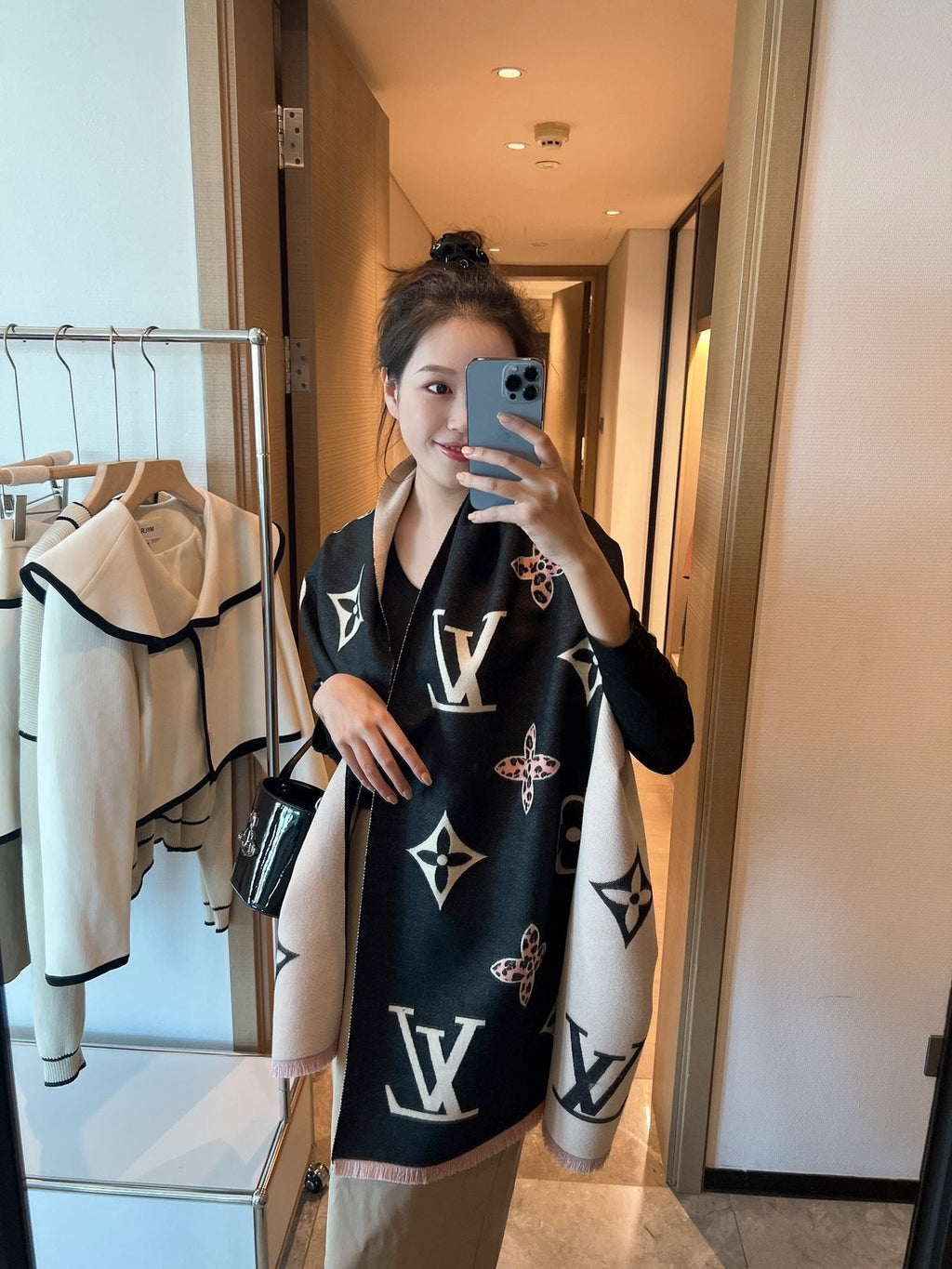 Louis Vuitton Monogram Fringed Scarf