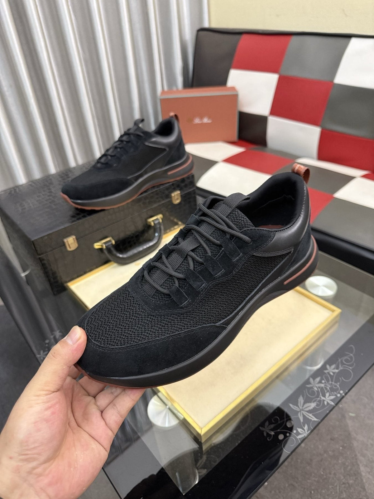 Color-Blocked Low-Top Lace-Up Sneakers